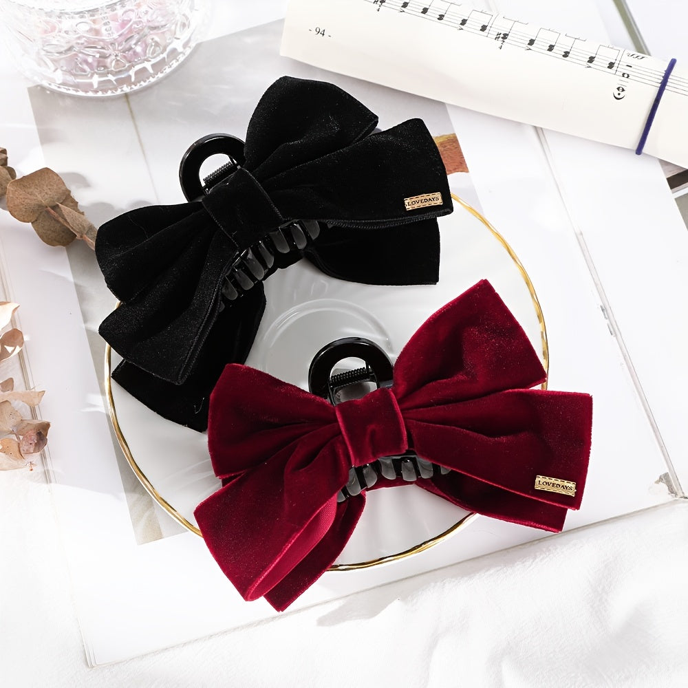 Velvet Bow Hair Claw Clip Non Slip Strong Hold Grip Hair Jaw Clip