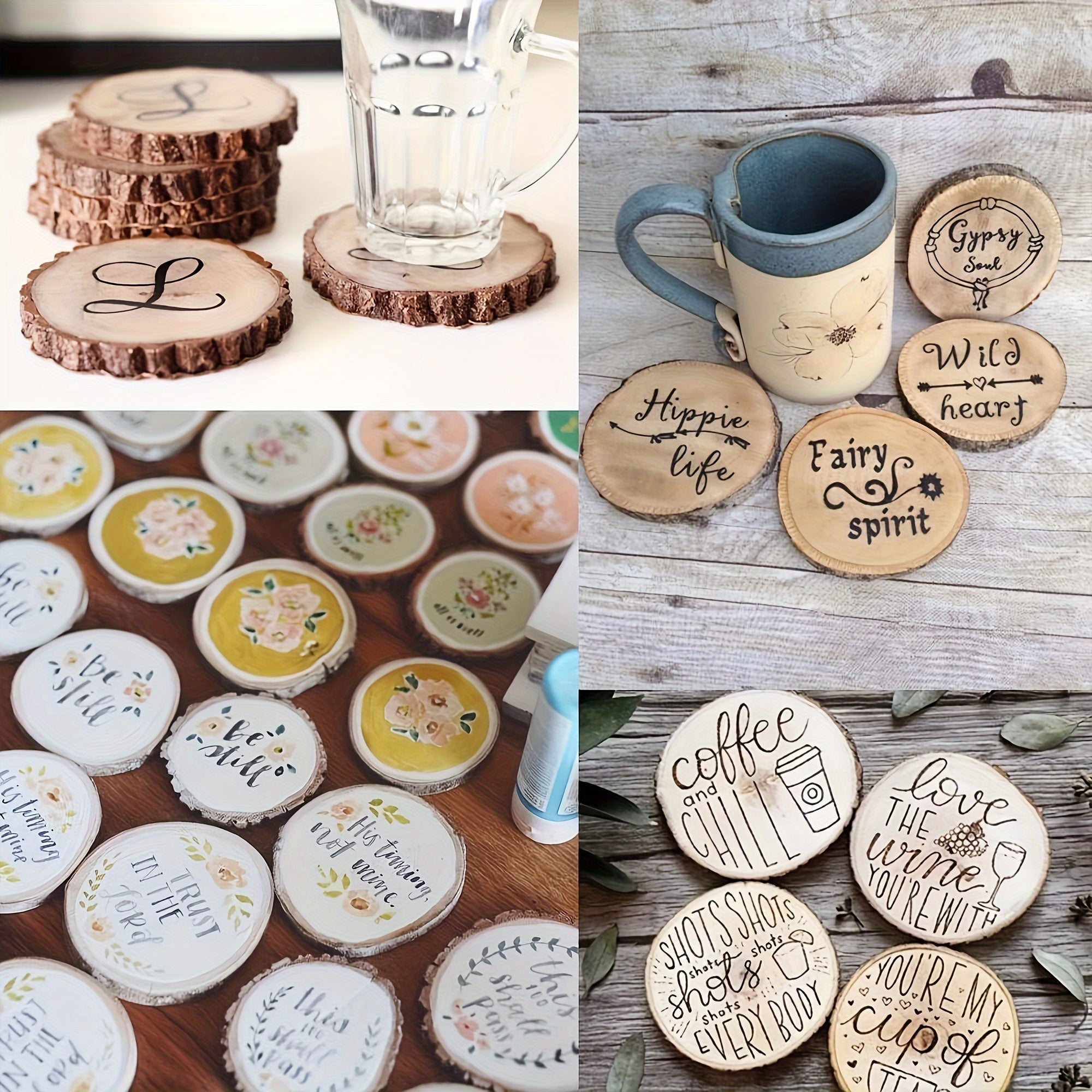Natural Pine Slices Round Wood Slices for DIY Painting Coasters Christmas Decor