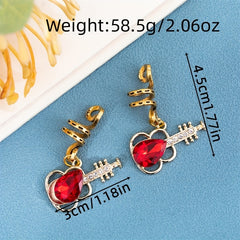 10pcs Guitar Shape Hair Beads Hair Ring Metal Hair Clip Hippie Style