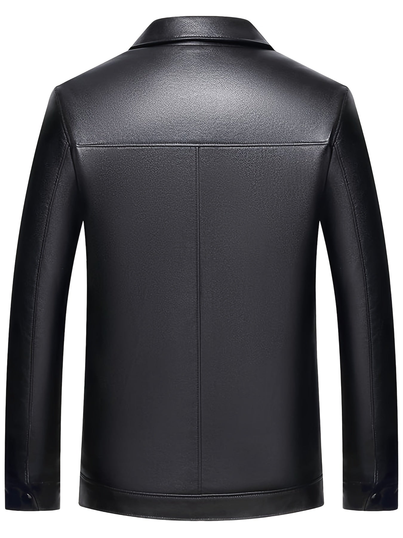 Men's Leather Jackets V neck Business Zipper Pockets