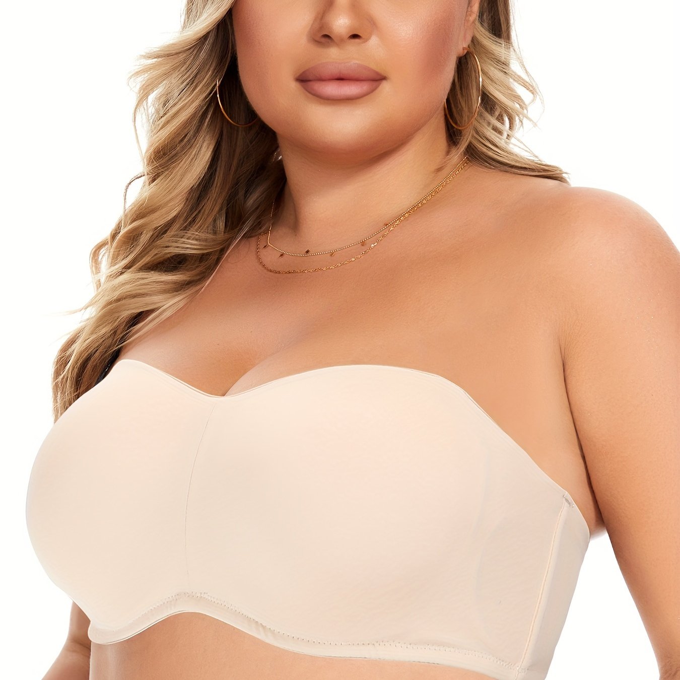  Strapless Underwire Bra w/ Removable Pads & Translucent Straps