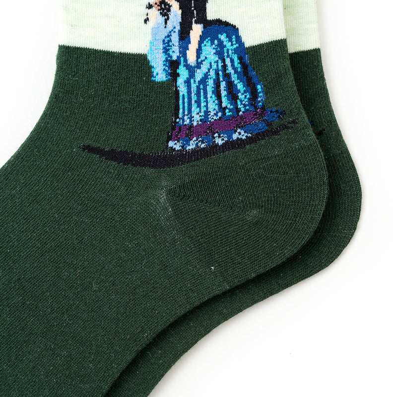7 Pairs Women's Crew Socks Colorful Artistic Fun Socks