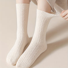 5 Pairs Soft Textured Mid Tube Socks Women's Stockings & Hosiery