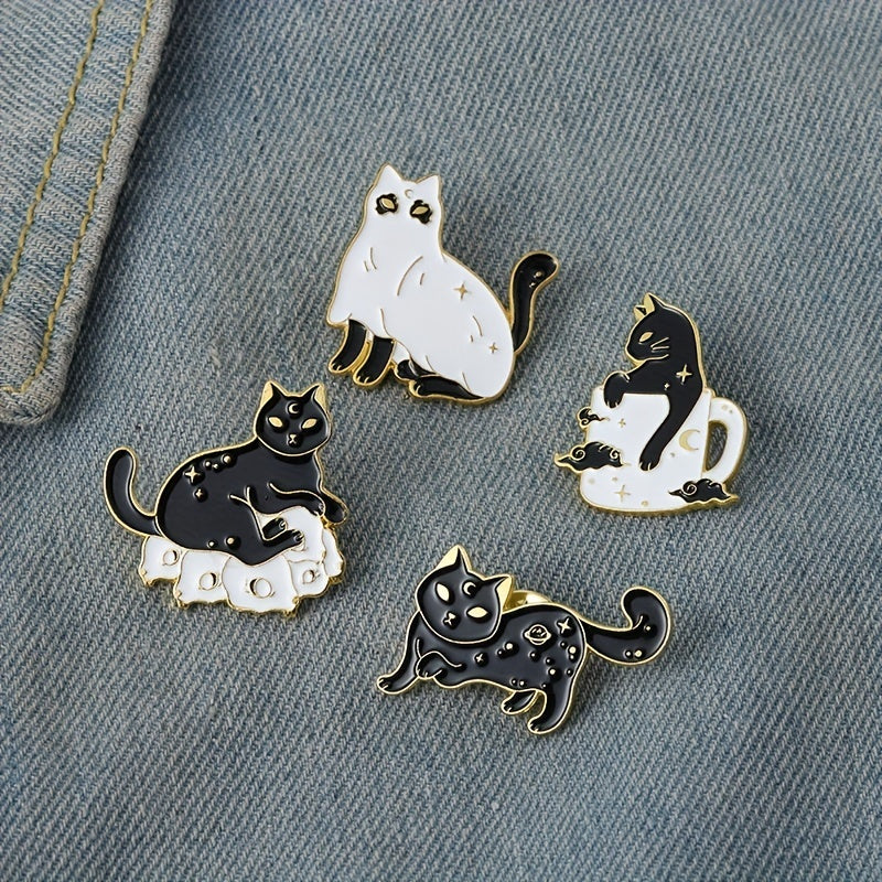 4pcs Cat Pin Badges For Girls DIY Accessories Perfect Gift