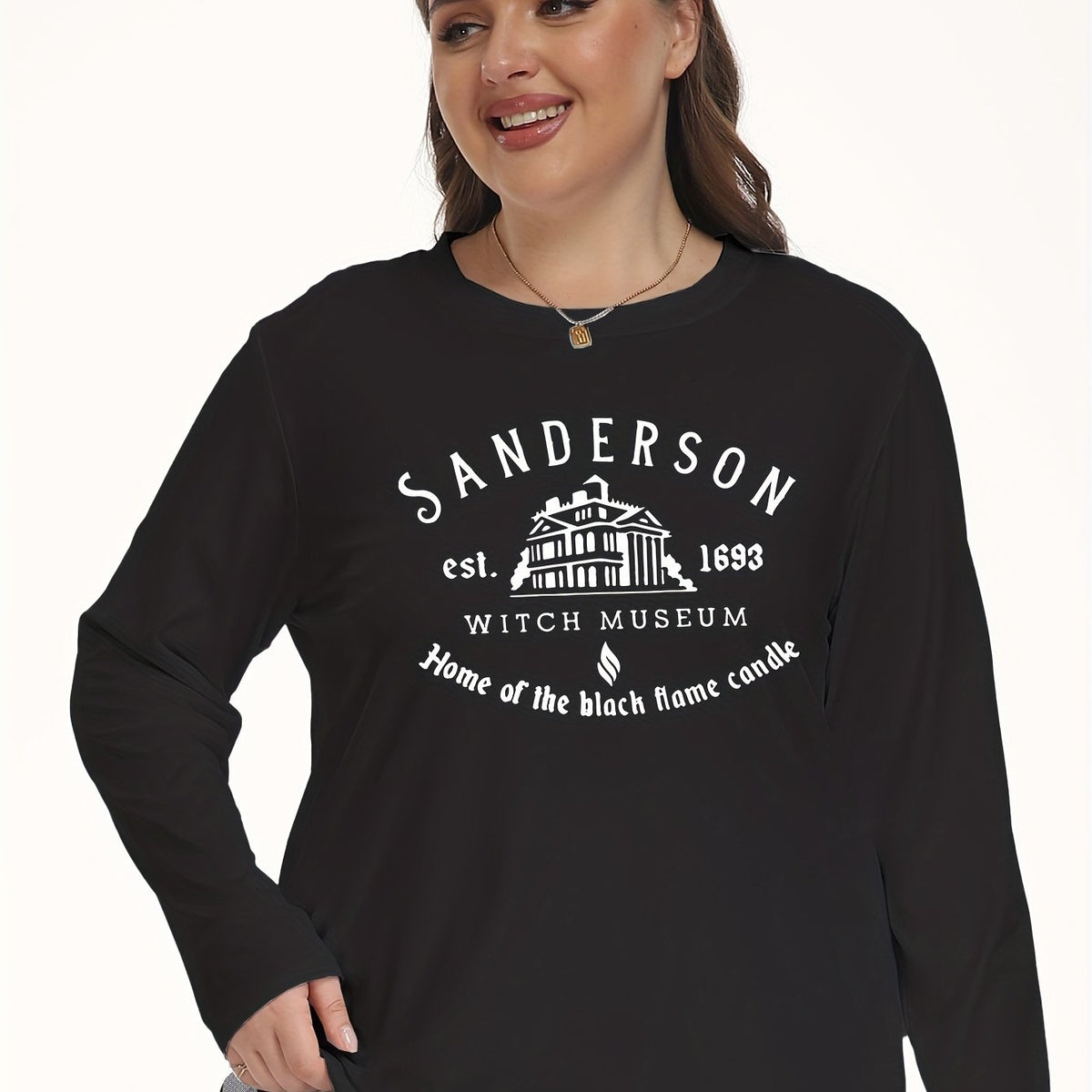  Museum & Letter Print Long Sleeve Top