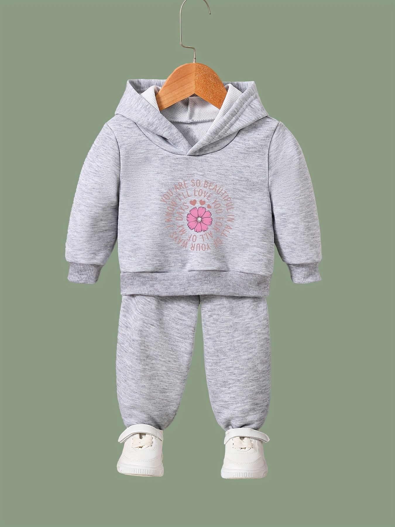 Sweet Flower & Letter Pattern 2pcs Breathable Activewear Sets