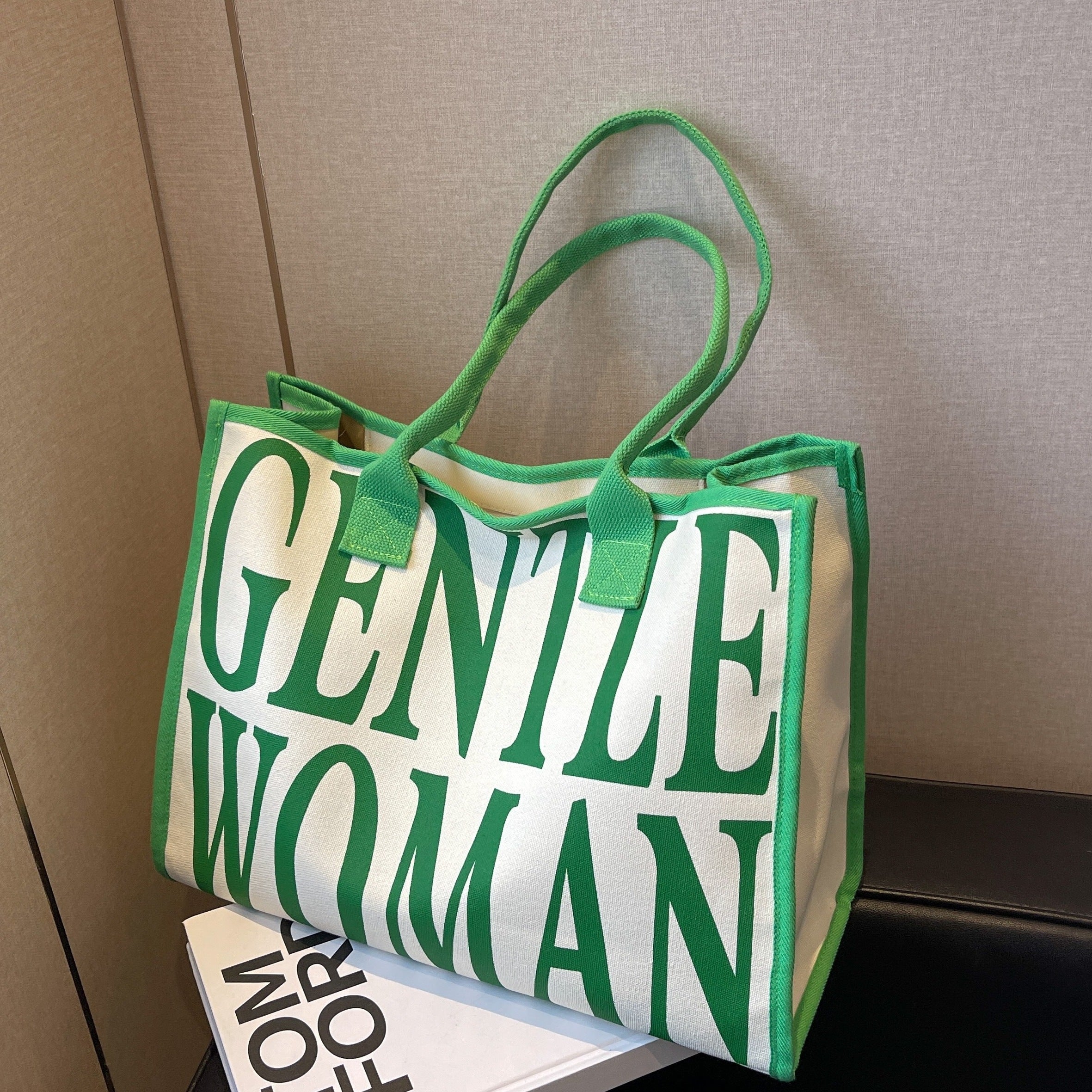 Stylish Letter Print Tote Bag Large Capacity Shoulder Bag For Work