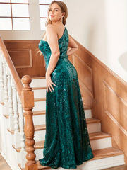  Party Dress Women's Plus Solid Sequin Jacquard One Shoulder Maxi Dress