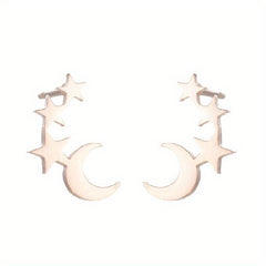 Men's Stainless Steel Stars & Moon Pattern Earrings