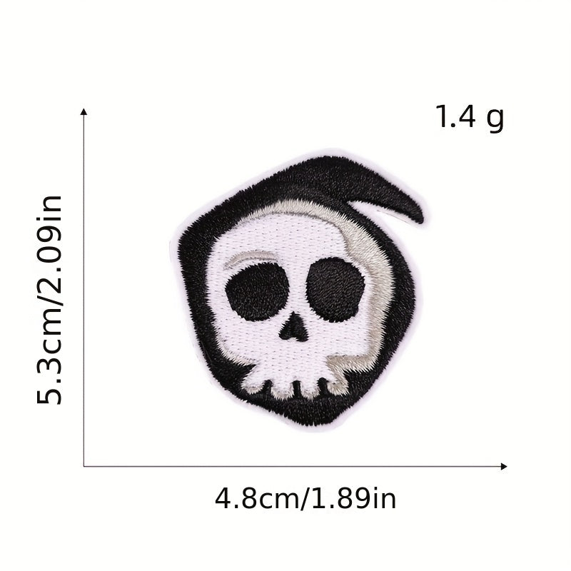12pcs Halloween Iron On Patches for Men Sew On Embroidered Applique