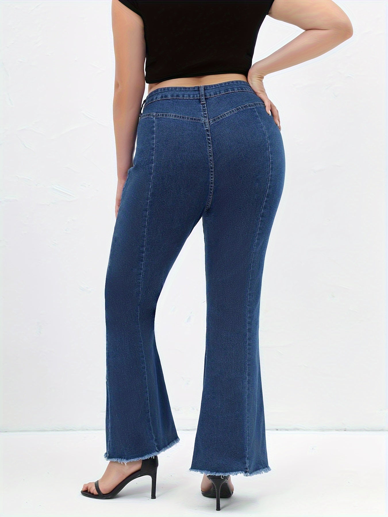  Star Print High Rise Flared Leg Jeans
