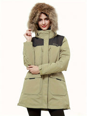 Women's Contrast Winter Down Jacket Thick Warm Sports Puff Coat