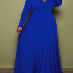  V Neck Long Sleeve Maxi Dress