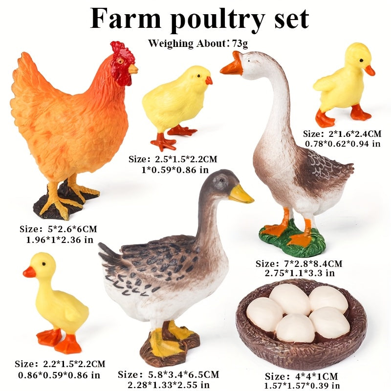 Farm Life Poultry Figurines Set - Chickens Ducks Geese Decor
