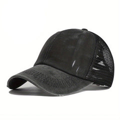 High Ponytail Baseball Cap Grid Criss Cross Ponytail Hat