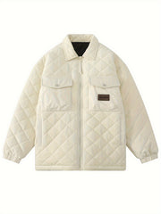 Men's Lapel Casual Winter Coat Chest Pocket Warm Thick Jacket