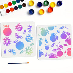 2 Styles PET Hollow Out Stencils with Brushes 300x300mm