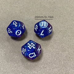 3pcs Astrology 12 Sided D12 Zodiac Dice for Tarot Cards Game