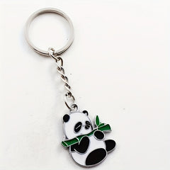 Cartoon Panda Enamel Keychain Animal Key Ring Purse Bag Backpack Car Charm