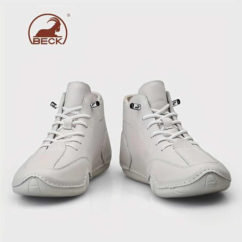 Men's Leather Lace-up Sneakers Comfortable Walking Shoes
