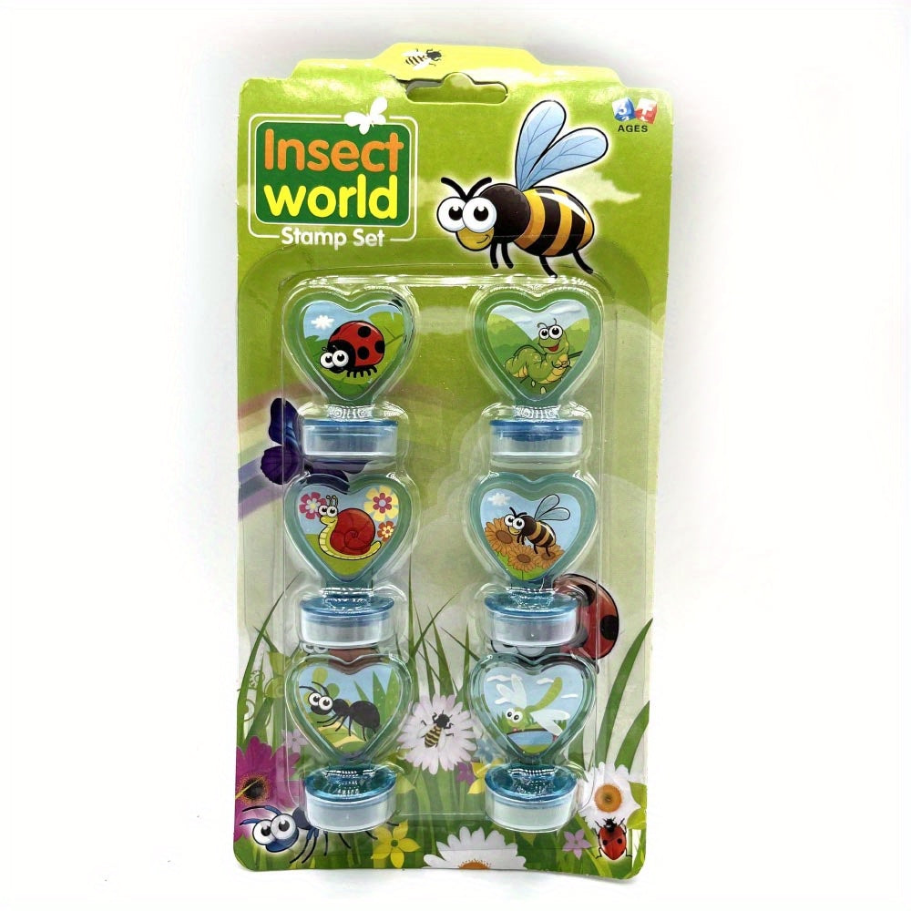 Cartoon Ink Stamp Set for Kids Learning, 6 Patterns