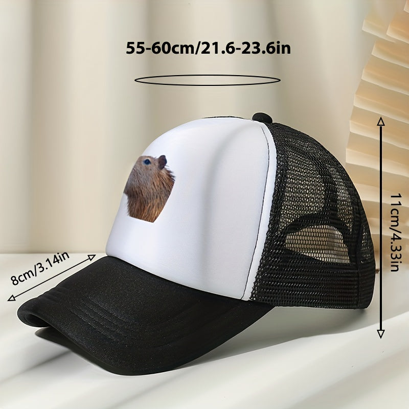 Capybara Print Baseball Cap Mesh Trucker Hat