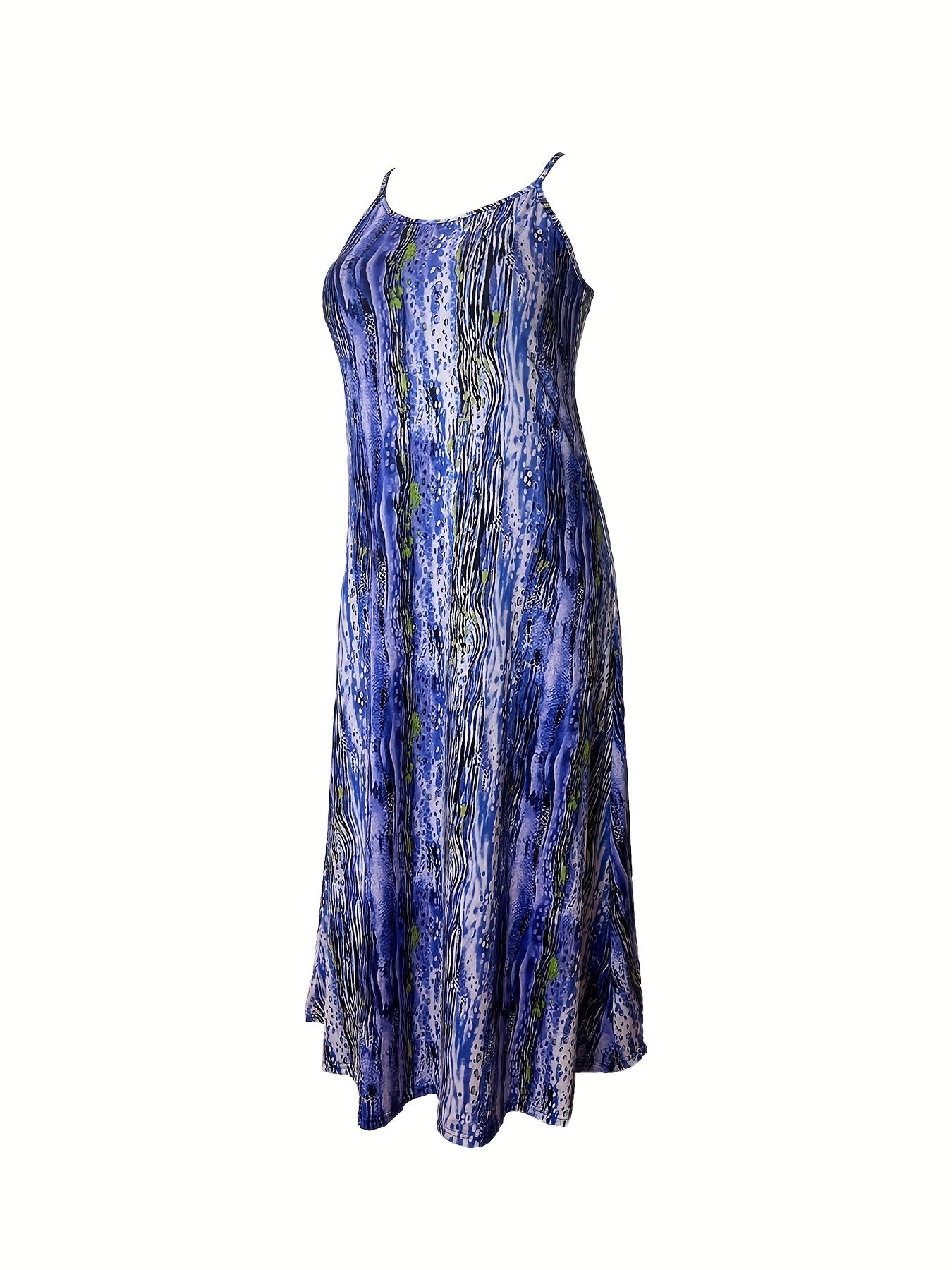  Tie Dye Maxi Dress Round Neck Slight Stretch