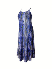  Tie Dye Maxi Dress Round Neck Slight Stretch