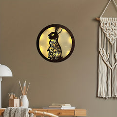 Kids LED Wall Clock Retro Wooden Sign Hanging Light