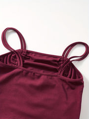 Ruched Cami Top Sleeveless Casual Summer Dual Drawstring