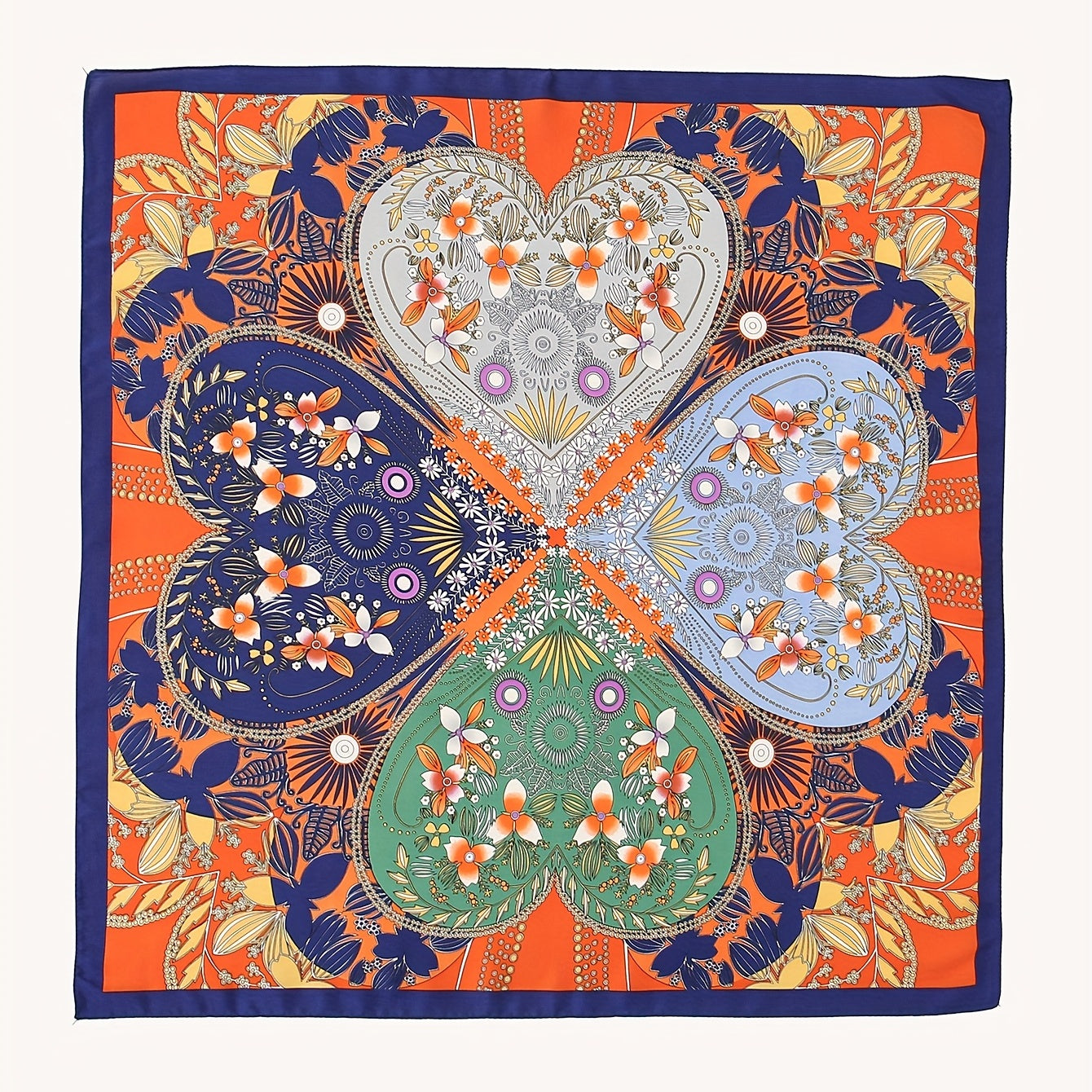 Floral Block Bandana Geometric Print Square Scarf Neckerchief Hair Wrap