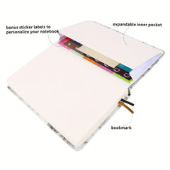SULIRUN1981 A5 Grid Notebook 120gsm Thick Paper Elastic Tape Pen Insert