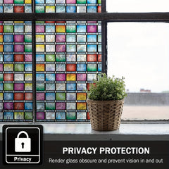 Square Geometric Crescent Privacy Glass Film Semi Transparent Sun Protection