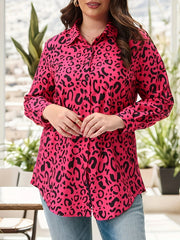  Leopard Print Long Sleeve Blouse