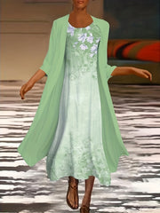 Women's Plus Floral Print Tank Dress & Long Sleeve Coat Set