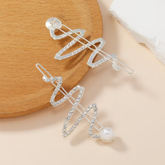 Snake Shaped Pearl Hair Pins Rhinestone Bobby Pin Barrette