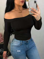 Off Shoulder Slim Sweater Long Sleeve Casual