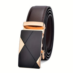 Men's Leather Belt with Metal Automatic Buckle