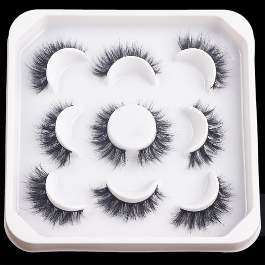 Mink Fluffy False Eyelashes Pack 5 Pairs Mega Volume Extensions