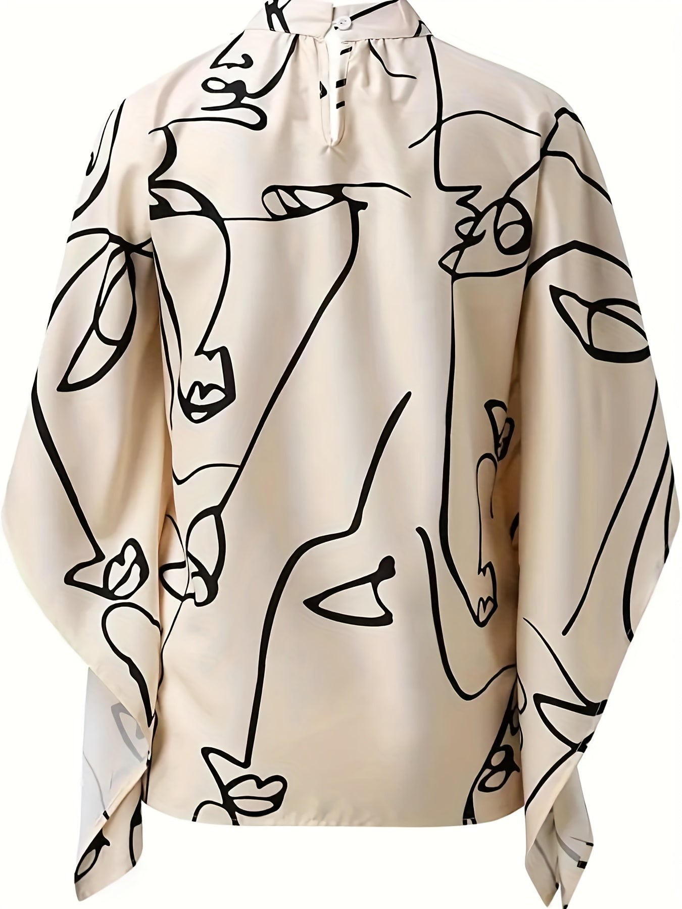  Women's Letter Print Bat Sleeve Blouse