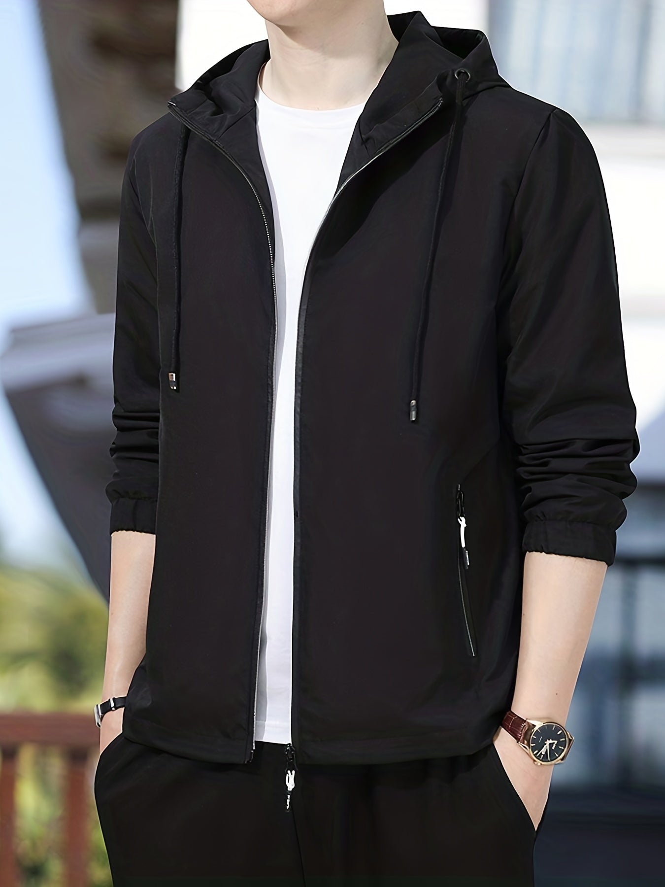 Men's Casual Zipper Pockets Jacket Coat For Spring Fall