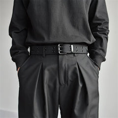 Men's Canvas Double-Breasted Full Body Leather Belt