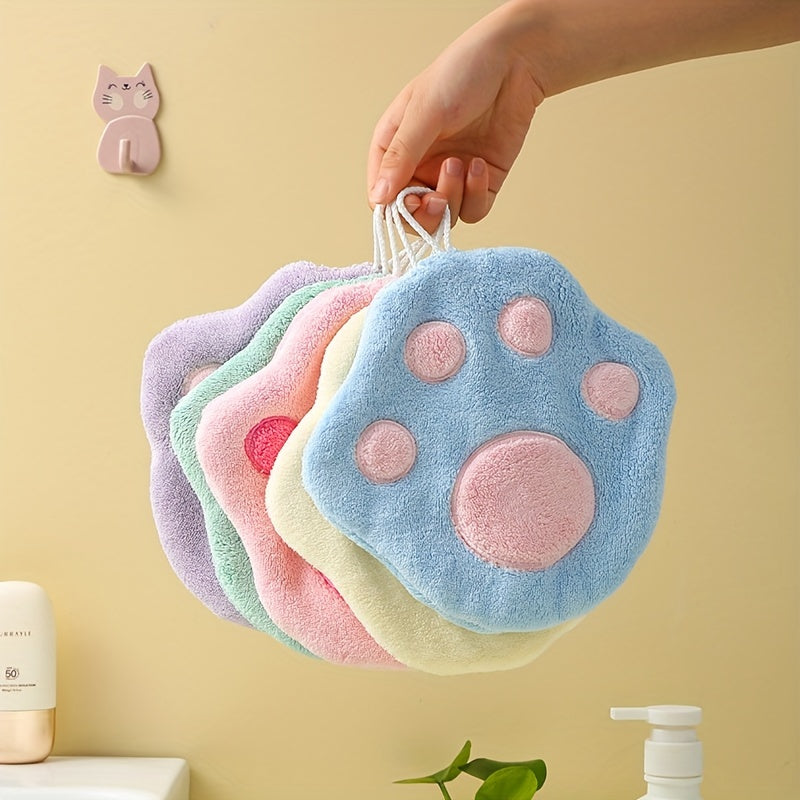 Cartoon Paw Fingertip Towel Coral Fleece Hand Wipe Cloth