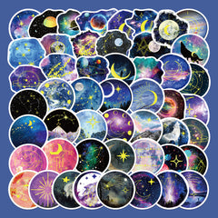 50pcs Moon Starry Sky Waterproof Stickers for Motorcycle Laptop