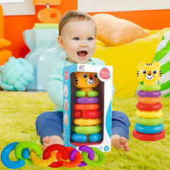 Colorful Stacking Educational Toy for Toddlers with Animal Prints