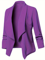  Solid Long Sleeve Lapel Collar Blazer