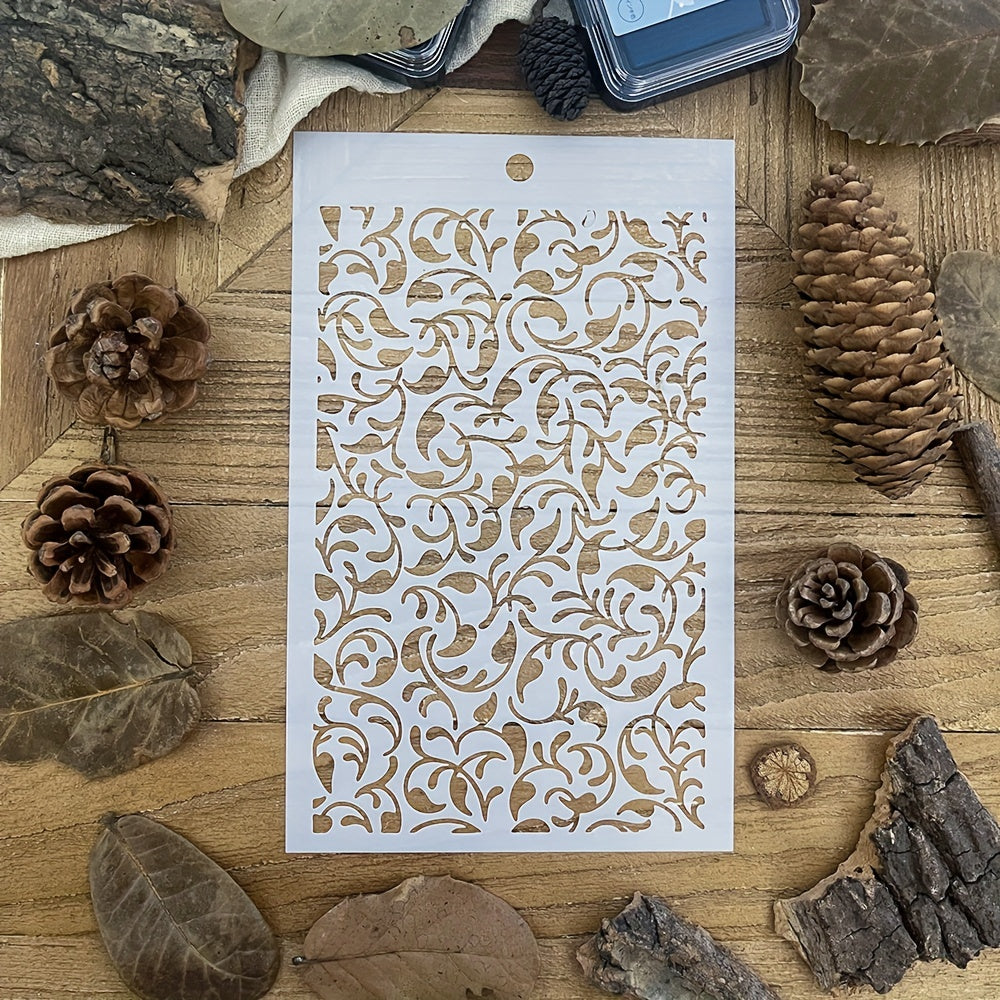 Leaf Background Stencils for DIY Art Painting on Wood, Fabric, Wall - 20x12cm