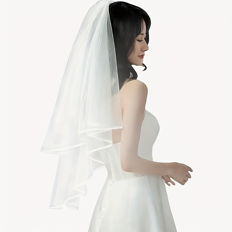 Custom Bridal Veil with Initials and Hearts - Soft Tulle Wedding Veil