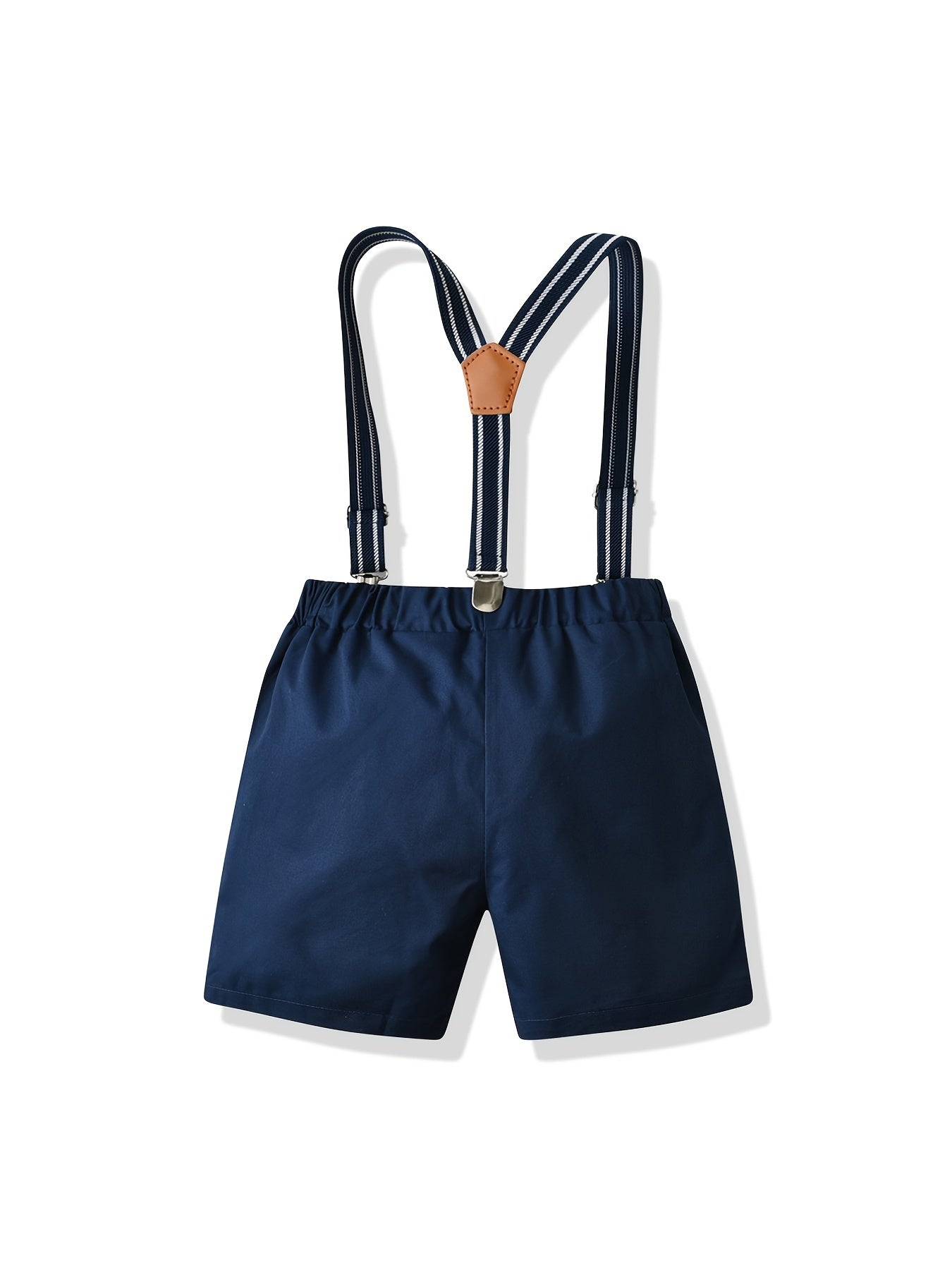 Boys Navy Gentleman Suspender Shorts Set