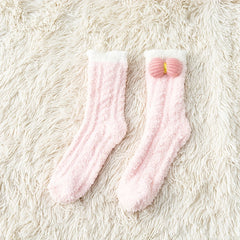 2 Pairs Fuzzy Dolls Decor Socks Women's Stockings